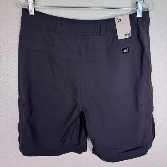 REI Sahara Cargo Shorts Mens 32 Hiking UPF 50 Lightweight Outdoor Grey NEW - Picture 2 of 11